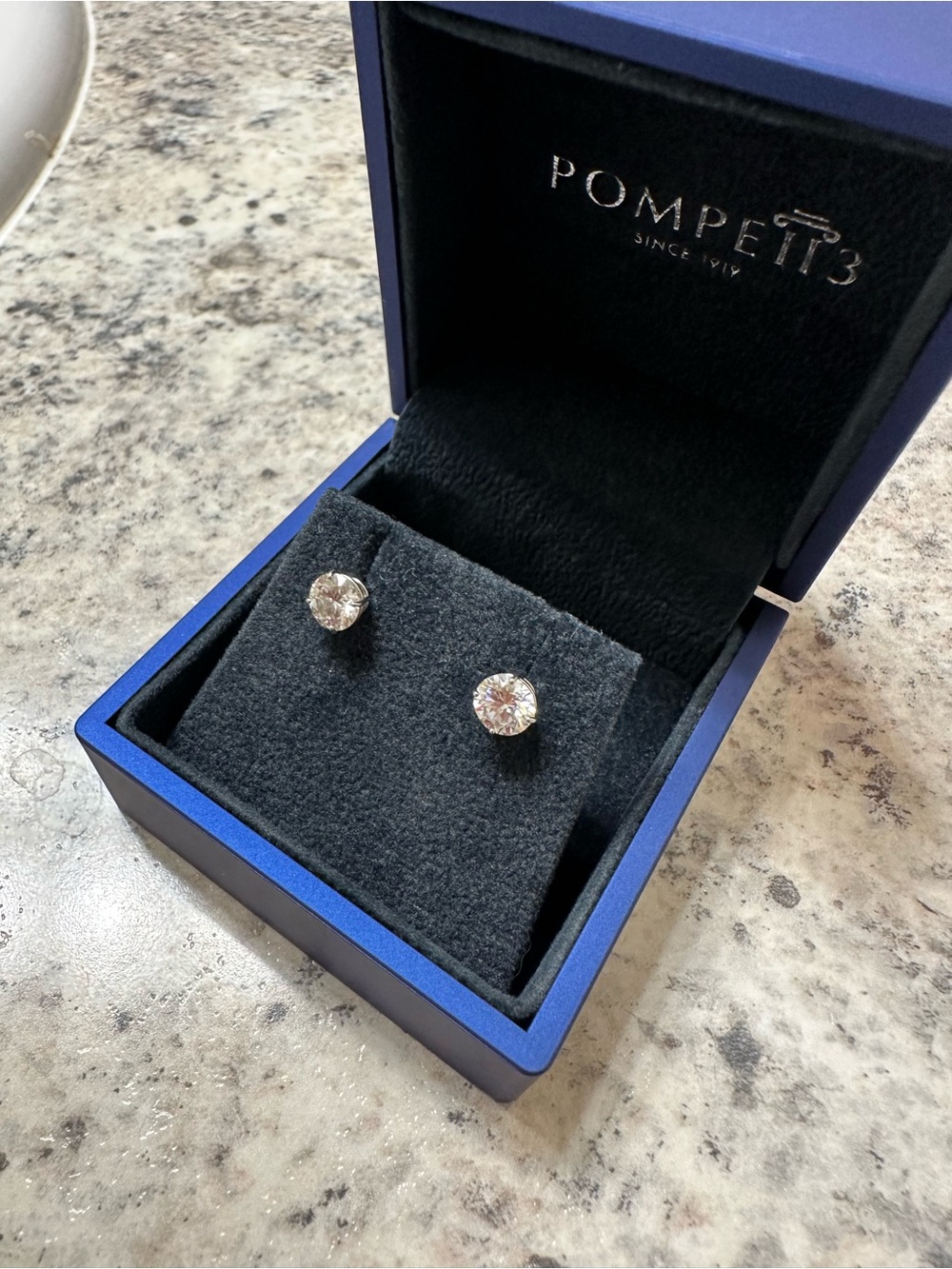 LAST CHANCE Pompeii3 Silver Cubic Zirconia Stud Earrings - Clear Sparkle